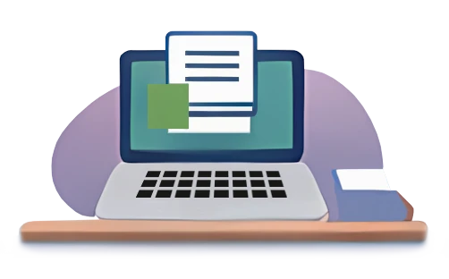 Grafik Laptop mit Textdokument
